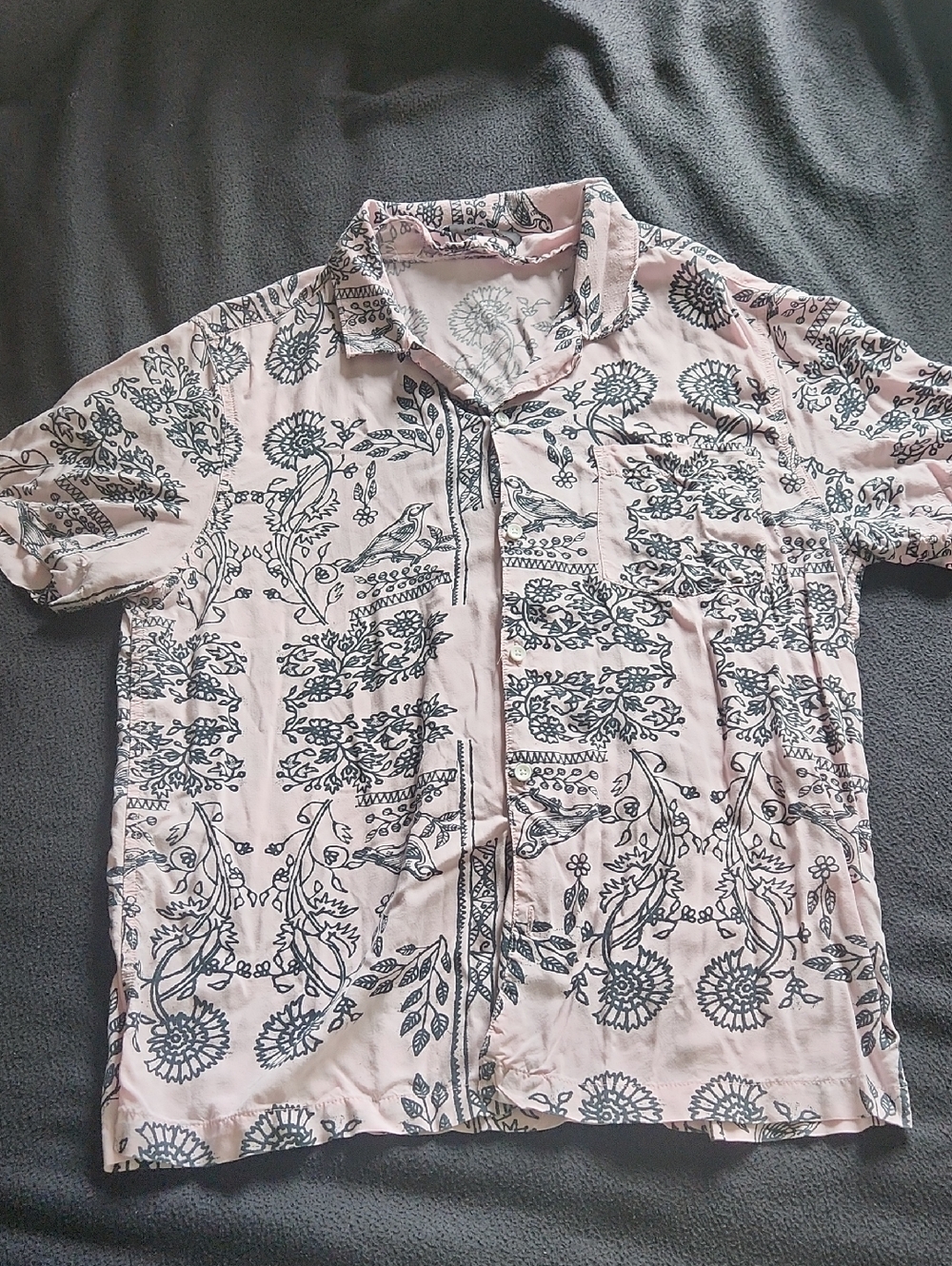 Light Pink Floral Printed Button-Up Shirt